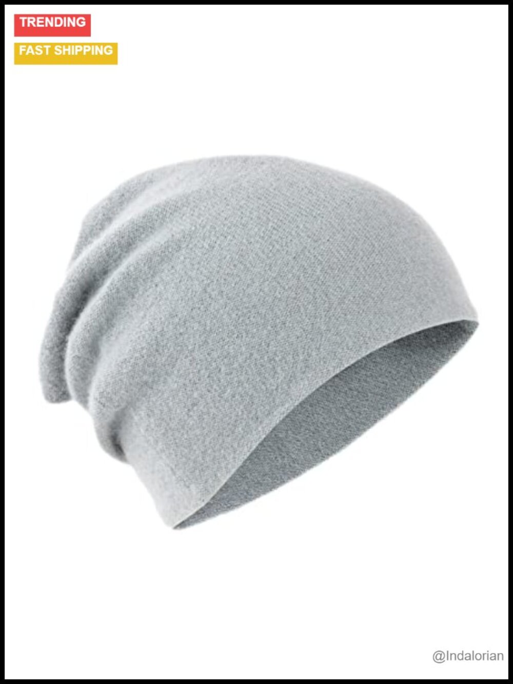 100% Cashmere Beanie Oversized Soft Knitted Hat Double-Layered Ski Cap